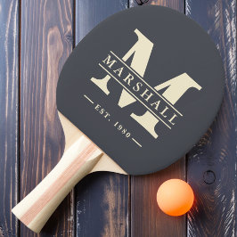 Raquete De Ping Pong Monograma e Nome Sobreposto Cinza Mediterrâneo