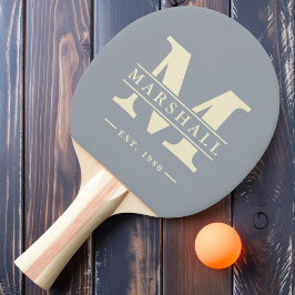 Raquete De Ping Pong Monograma e Nome Sobreposto Cinza-Rocha