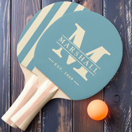 Raquete De Ping Pong Monograma e Nome Sobreposto em Faixa Warm Aqua Aft