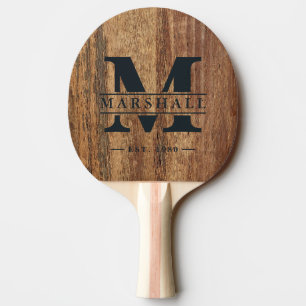 Raquete De Ping Pong Monograma e Nome Sobreposto em Madeira de Cedro Br