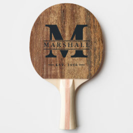 Raquete De Ping Pong Monograma e Nome Sobreposto em Madeira de Cedro Br