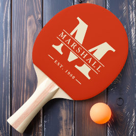 Raquete De Ping Pong Monograma e Nome Sobreposto Laranja Sangue