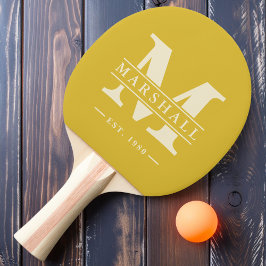 Raquete De Ping Pong Monograma e Nome Sobreposto Limão Queimado
