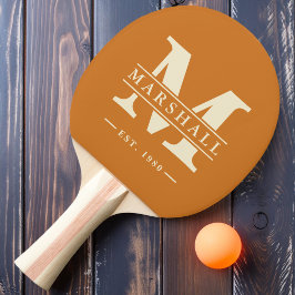 Raquete De Ping Pong Monograma e Nome Sobreposto Mel Queimado
