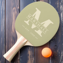 Raquete De Ping Pong Monograma e Nome Sobreposto Poeira Salvia