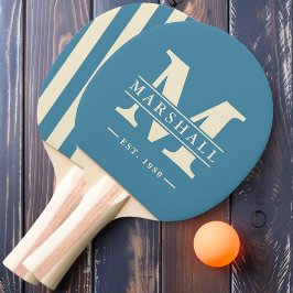 Raquete De Ping Pong Monograma e Nome Sobreposto Polo Listras Aqua Prof