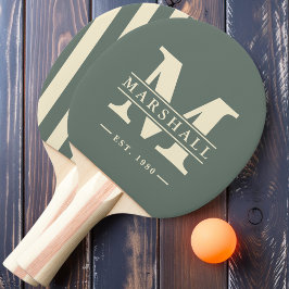 Raquete De Ping Pong Monograma e Nome Sobreposto Polo Listras Cinza Que