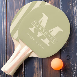 Raquete De Ping Pong Monograma e Nome Sobreposto Polo Listras Dust Sage