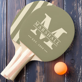 Raquete De Ping Pong Monograma e Nome Sobreposto Polo Listras Sage Mead