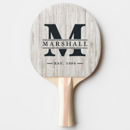 Raquete De Ping Pong Monograma e Nome Sobrepostos em Madeira Pintada de