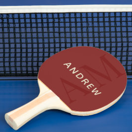 Raquete De Ping Pong Monograma e Nome Vermelho na moda