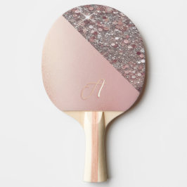 Raquete De Ping Pong Monograma Elegante em Dourado Rosa