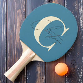 Raquete De Ping Pong Monograma Elegante Moderno de Meados do Século em 