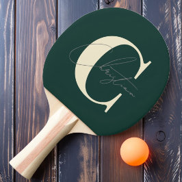 Raquete De Ping Pong Monograma Elegante Verde Sage Moderno de Meados do