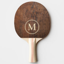 Raquete De Ping Pong Monograma em madeira de noz escura
