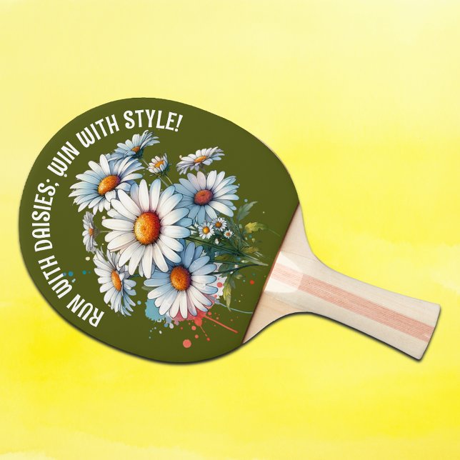 Raquete De Ping Pong Monograma Executar com margaridas: ganhe com estil (Criador carregado)