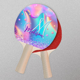 Raquete De Ping Pong Monograma holográfico holográfico de gotejamento d