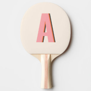 Raquete De Ping Pong Monograma Inicial com Tipografia Retro Rosa e Lara