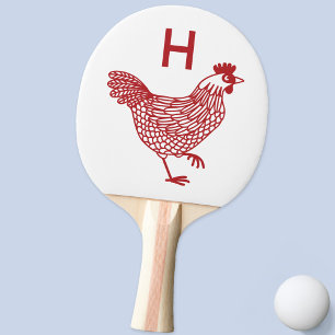 Raquete De Ping Pong Monograma inicial de frango