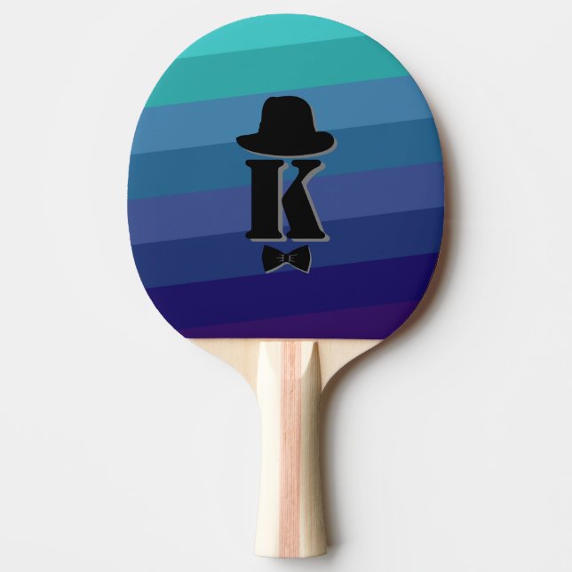 Raquete De Ping Pong Monograma Inicial De Omã Azul Para Homens (Frente)