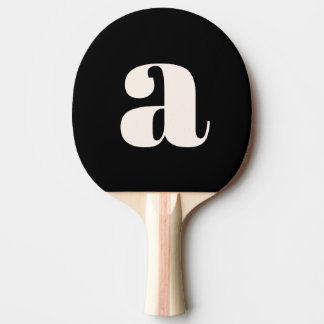 Raquete De Ping Pong Monograma Inicial Simples Preto Branco Retrô em Ne