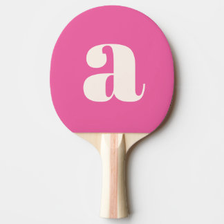 Raquete De Ping Pong Monograma Inicial Simples Retro Negrito Rosa Quent