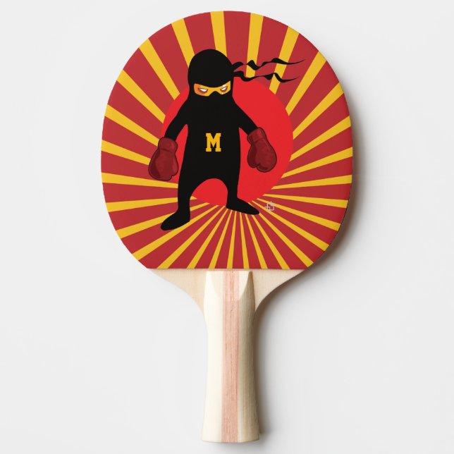 Raquete De Ping Pong Monograma. Kawaii Cute Ninja para Geek de Nerd. (Frente)