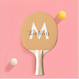 Raquete De Ping Pong  Monograma laranja moderno minimalista neutro 