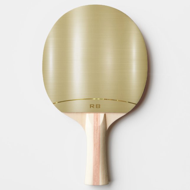 Raquete De Ping Pong Monograma metálico minimalista (Frente)