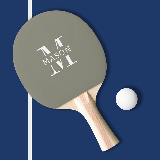 Raquete De Ping Pong Monograma minimalista personalizado (Criador carregado)