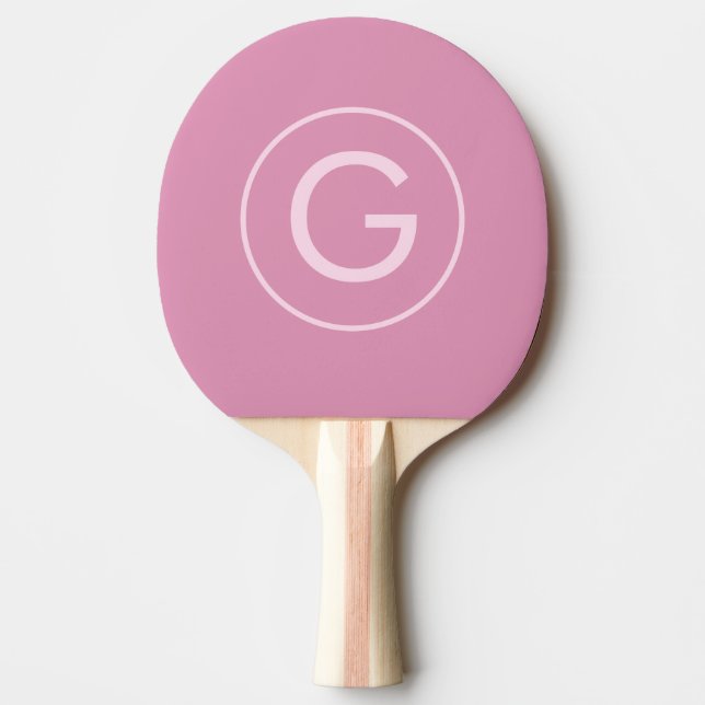 Raquete De Ping Pong Monograma Mínimo, Rosa-Rosa, Menino Personalizado (Frente)