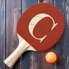 Raquete De Ping Pong Monograma Moderno do século Médio Elegante Queimou