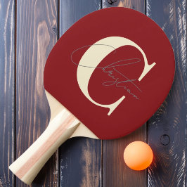 Raquete De Ping Pong Monograma Moderno Elegante de Meados do Século em 