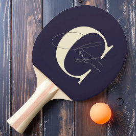 Raquete De Ping Pong Monograma Moderno Elegante de Meados do Século Oce