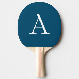 Raquete De Ping Pong Monograma Moderno Elegante Plana Azul Oceânico Ini
