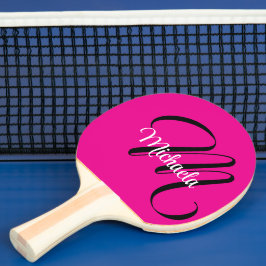 Raquete De Ping Pong Monograma moderno minimalista, nome inicial rosa q