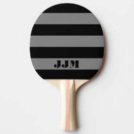 Raquete De Ping Pong Monograma Moderno Preto, Faixa Cinza Médio
