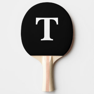 Raquete De Ping Pong Monograma moderno sólido preto personalizado