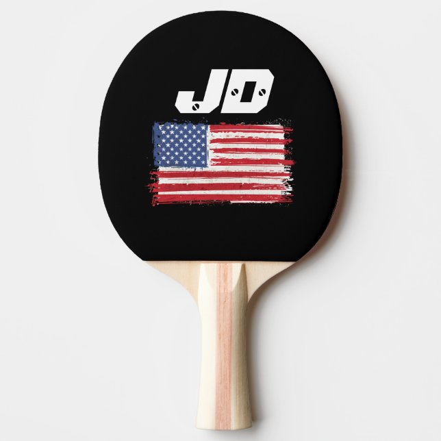 Raquete De Ping Pong Monograma Patriótico Americano de Homens (Frente)