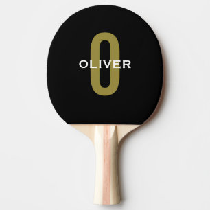 Raquete De Ping Pong Monograma Personalizado Branco Dourado