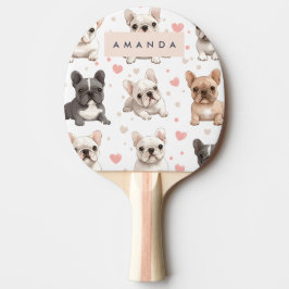 Raquete De Ping Pong Monograma Personalizado Buldogue Francês Adorável