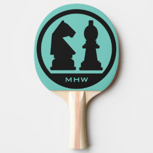 Raquete De Ping Pong Monograma personalizado CHESS e pá de ping de cor