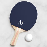 Raquete De Ping Pong Monograma Personalizado Clássico e Nome<br><div class="desc">Monograma personalizado e Dif de nome apresentam monograma personalizado e nome no estilo de fonte de serif clássica em fundo azul marinho. Perfeito como presente de feriado,  presente de dia de os pais para pai e presente para qualquer ocasião especial.</div>