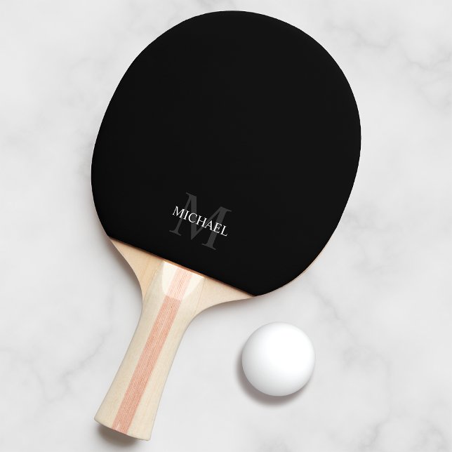 Raquete De Ping Pong Monograma Personalizado Clássico e Nome (Criador carregado)