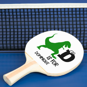 Raquete De Ping Pong Monograma personalizado D é para o T Rex fofo do d