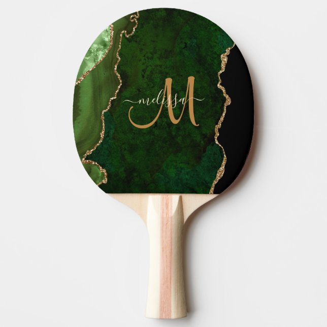 Raquete De Ping Pong Monograma Personalizado de Agitação Lítida Dourada (Frente)