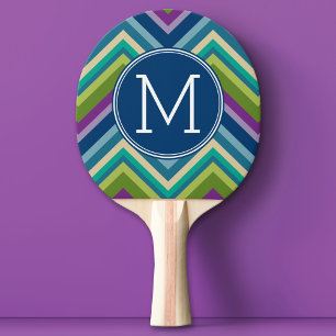 Raquete De Ping Pong Monograma Personalizado de Padrão de Chevron Colo
