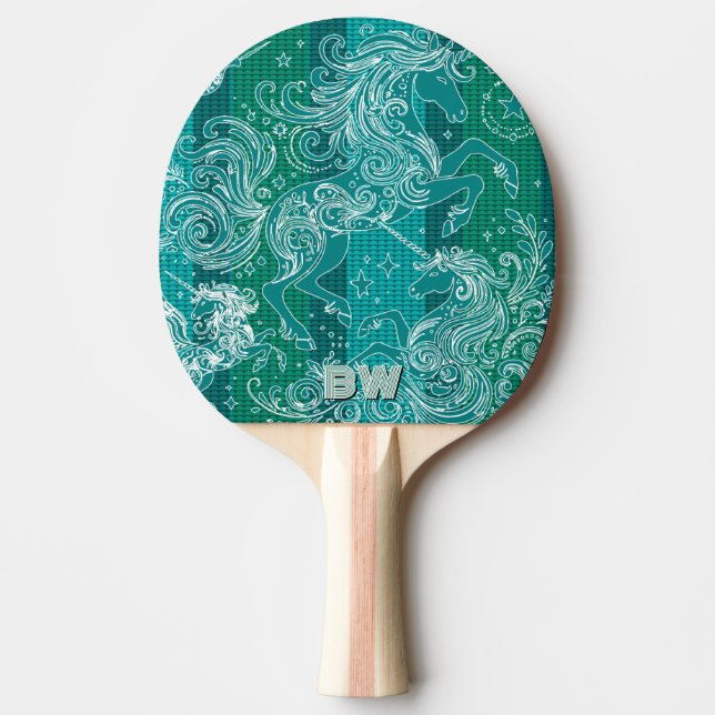 Raquete De Ping Pong Monograma Personalizado de Padrão de Xadrez do Uni (Frente)