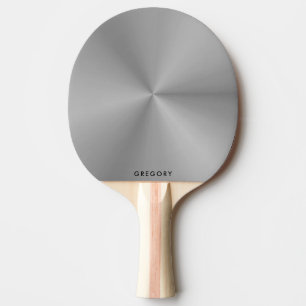 Raquete De Ping Pong Monograma personalizado de textura de cinzas metál