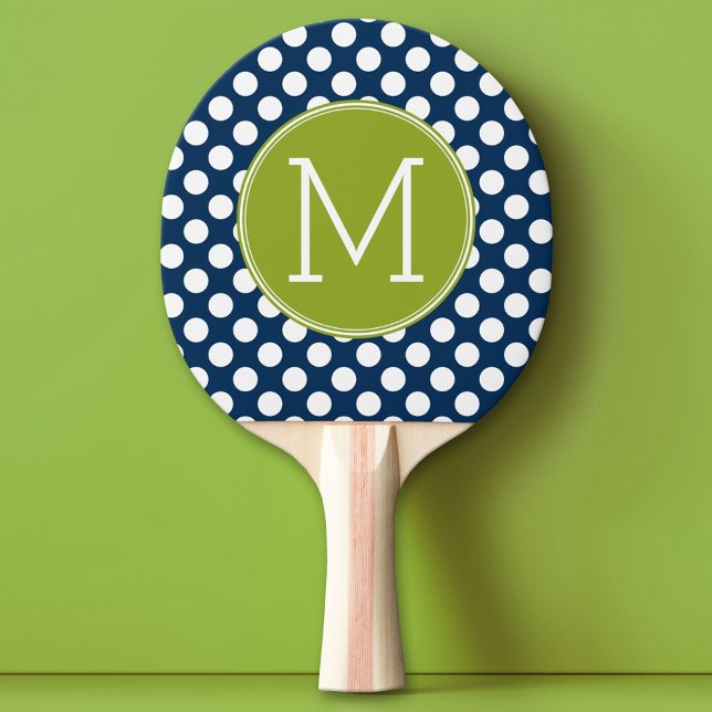 Raquete De Ping Pong Monograma Personalizado do Marinho Blue & Verde li (Custom Pin Pong Paddle with Photo Collage)